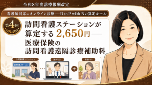 投稿についてもっと詳しく 訪問看護ステーションが算定する2,650円――医療保険の訪問看護遠隔診療補助料（第4回／全6回）