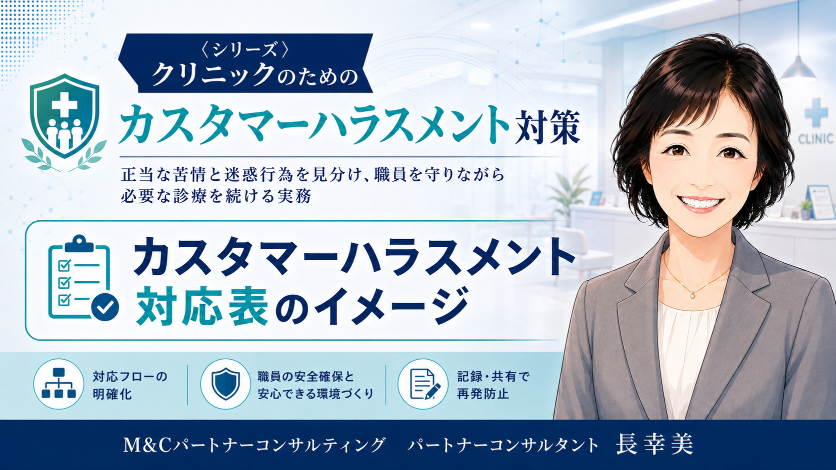あなたが現在見ているのは 「クリニック　カスタマーハラスメント対応表」のイメージ（付録）