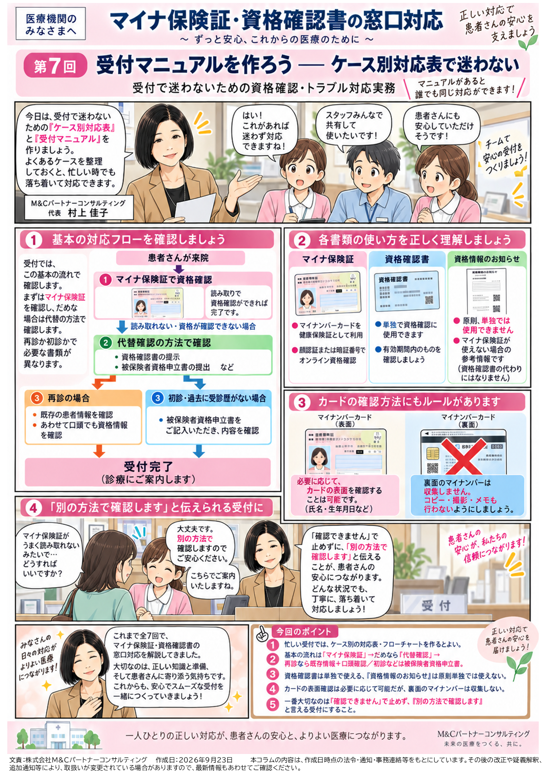 第7回 受付マニュアルを作ろう――マイナ保険証・資格確認書のケース別対応表の漫画